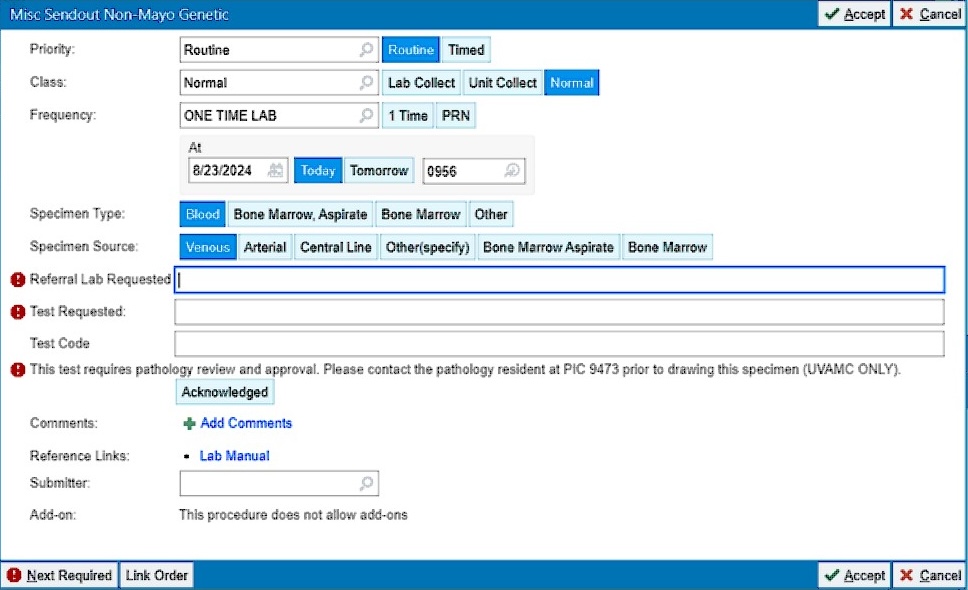 Sendout order panel